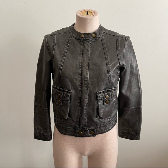 URBAN OUTFITTERS SILENCE & NOISE Faux Leather Moto Biker Jacket - Picture 12 of 14